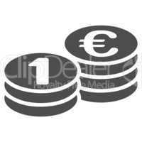 Coins one euro icon from BiColor Euro Banking Set