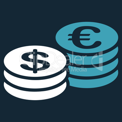 Coins dollar euro icon from BiColor Euro Banking Set
