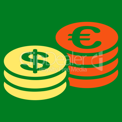 Coins dollar euro icon from BiColor Euro Banking Set