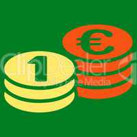 Coins one euro icon from BiColor Euro Banking Set