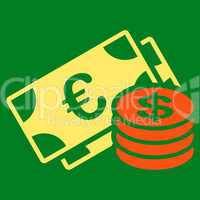 Dollar coins icon from BiColor Euro Banking Set