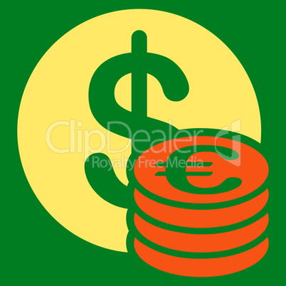 Dollar euro coins icon from BiColor Euro Banking Set