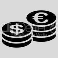 Coins dollar euro icon from BiColor Euro Banking Set