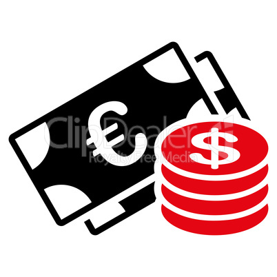 Dollar coins icon from BiColor Euro Banking Set