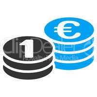 Coins one euro icon from BiColor Euro Banking Set