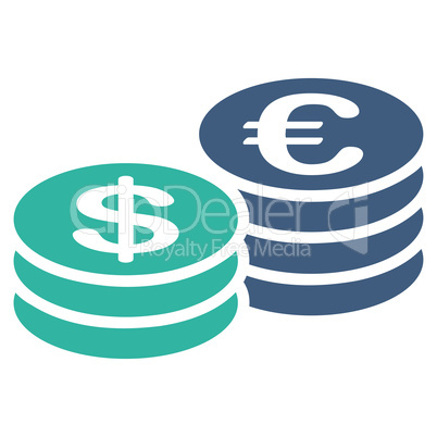 Coins dollar euro icon from BiColor Euro Banking Set