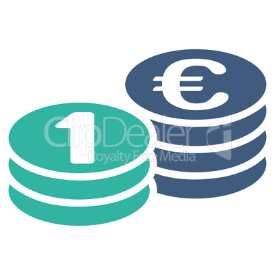 Coins one euro icon from BiColor Euro Banking Set