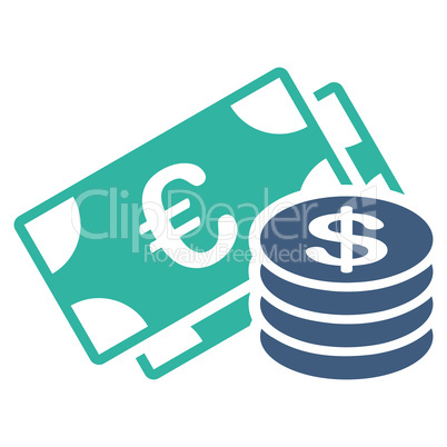 Dollar coins icon from BiColor Euro Banking Set