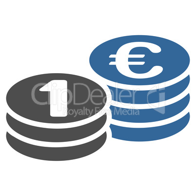 Coins one euro icon from BiColor Euro Banking Set