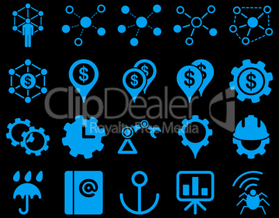 Business links and industry icon set.