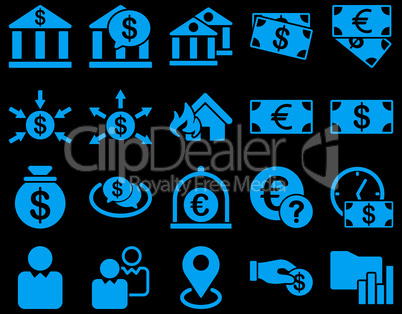 Bank service and trade business icon set.