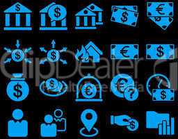 Bank service and trade business icon set.