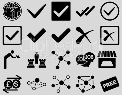 Agreement and trade links icon set.