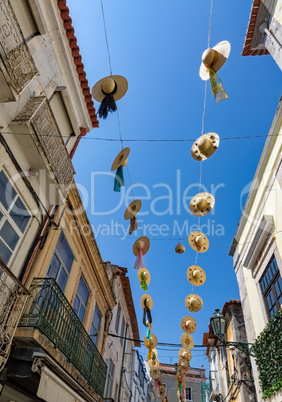 City Streets Decorated with Straw Hats