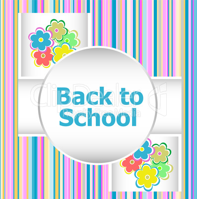 Back to school invitation card with flowers, education concept