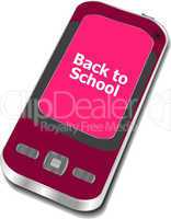 Back to School, Mobile Phone with Back to School words isolated on white background