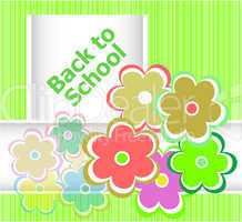 Back to school invitation card with flowers, education concept