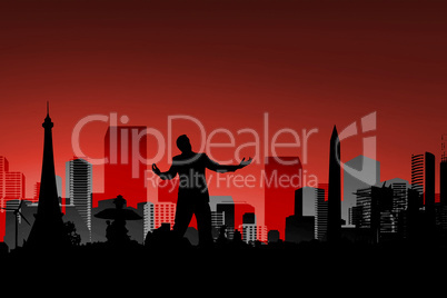 Composite image of businessman silhouette