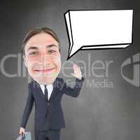 Composite image of geeky businessman waving