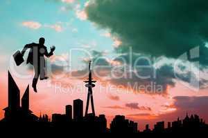 Composite image of businessman silhouette