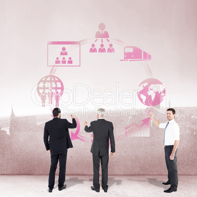 Composite image of business team writing