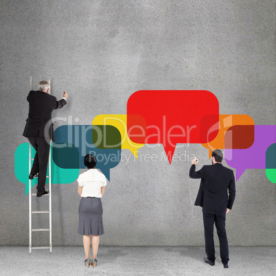 Composite image of business team writing