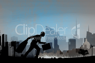 Composite image of businessman stepping