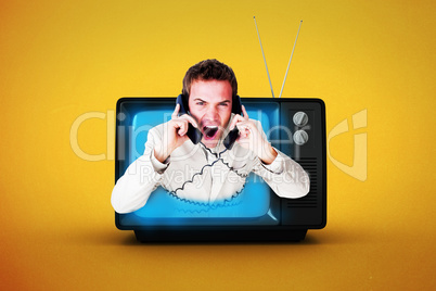 Composite image of confident businessman having a phone call