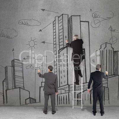 Composite image of business team writing