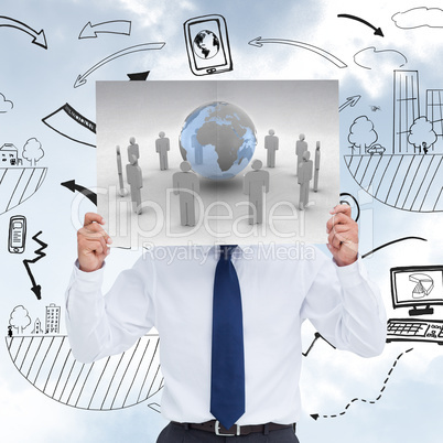 Composite image of tradesman holding blank sign in front of his Composite image of tradesman holding blank sign in front of his