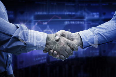 Composite image of men shaking hands