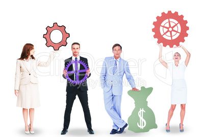 Business people with icons graphics