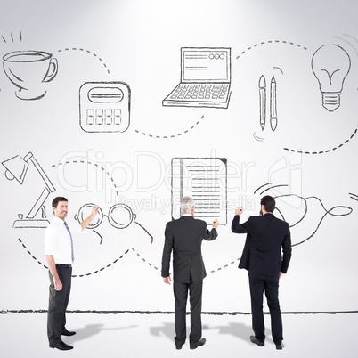 Composite image of business team writing Composite image of business team writing