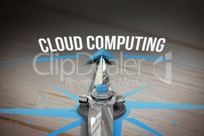 Cloud computing against brown wooden background