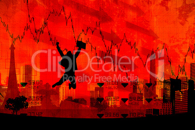 Composite image of businessman cheering