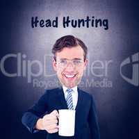 Composite image of geeky businessman holding mug