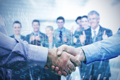 Composite image of men shaking hands