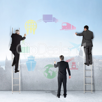 Composite image of business team writing