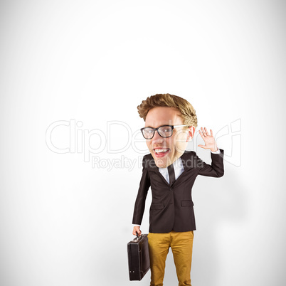 Composite image of nerd smiling and waving Composite image of nerd smiling and waving