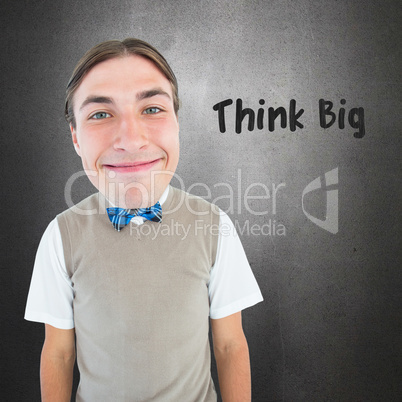 Composite image of nerd smiling