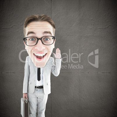 Composite image of geeky businessman