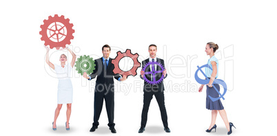 Business people with coloured icons