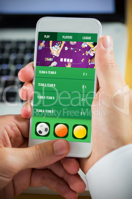 Composite image of businessman using smartphone Composite image of businessman using smartphone