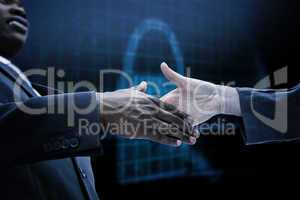 Composite image of businessman going shaking a hand