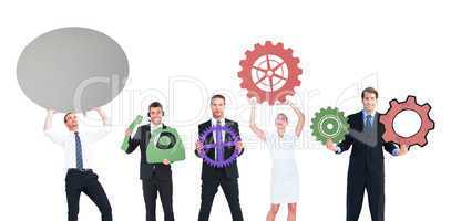 Business people with coloured icons