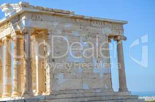 Antique temple on the Acropolis site in Athens, Greece.