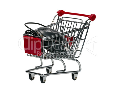 Shopping cart with a computer mouse