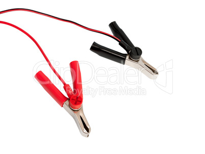 Battery clamps and cables isolated on the white background