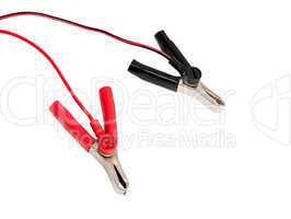Battery clamps and cables isolated on the white background