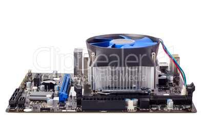 Electronic collection - Computer motherboard with CPU cooler